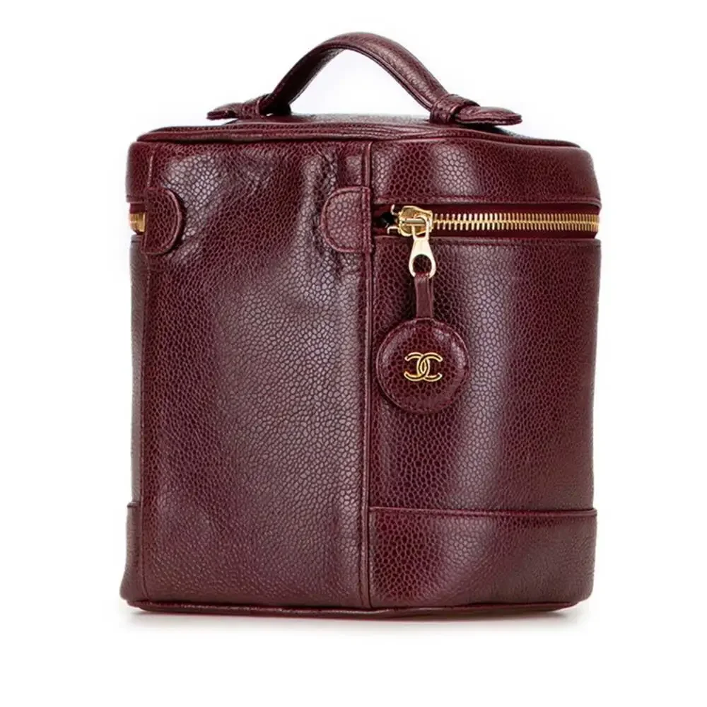 CHANEL Caviar Leather Logo Vanity Bag